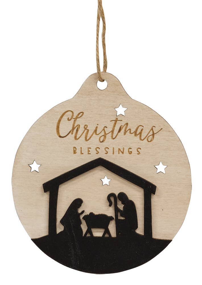 Christmas Blessings Silhouette Bulb Ornament, 2 Assorted