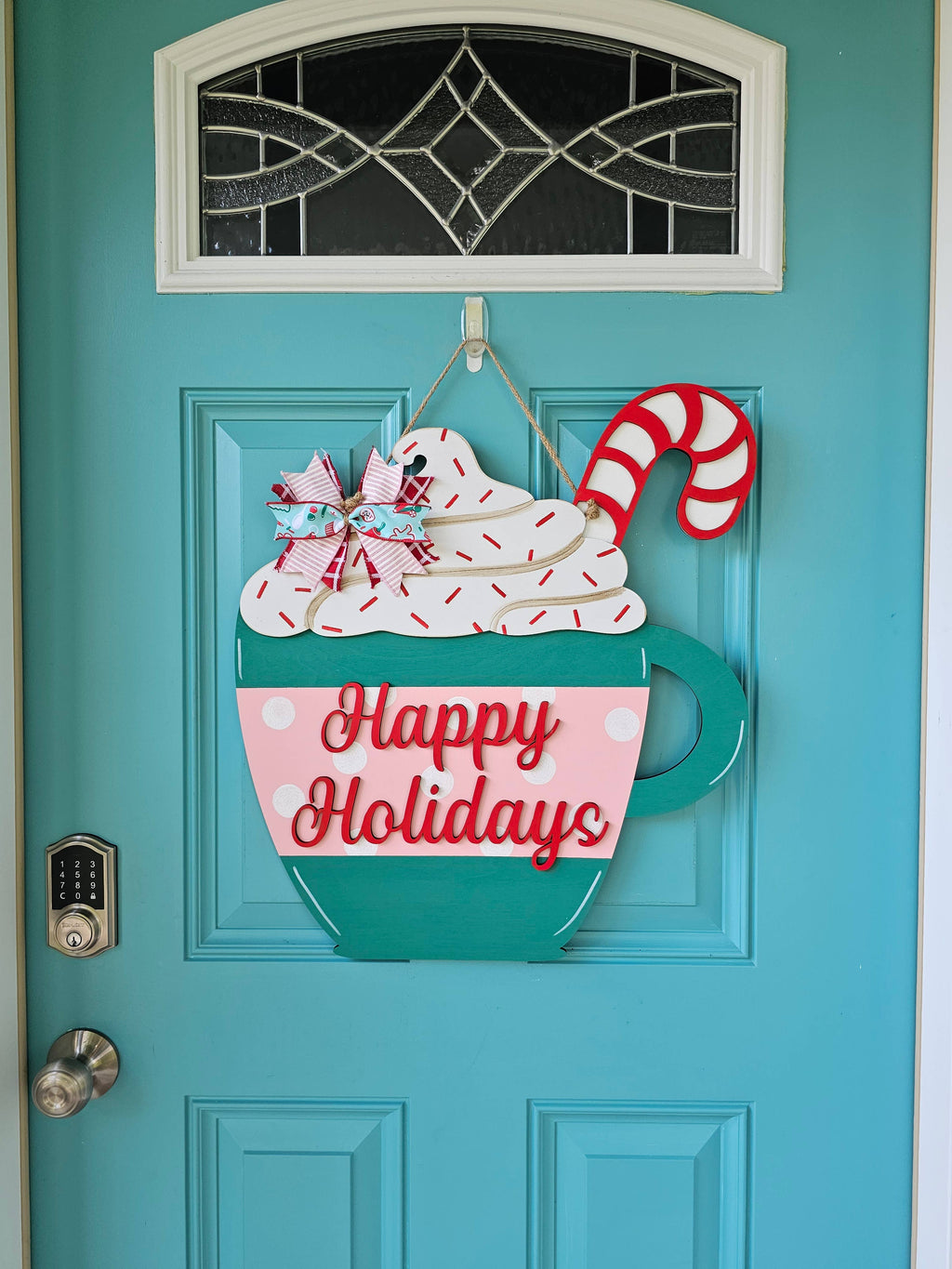DIY Happy Holidays Hot Cocoa Mug Door Hanger