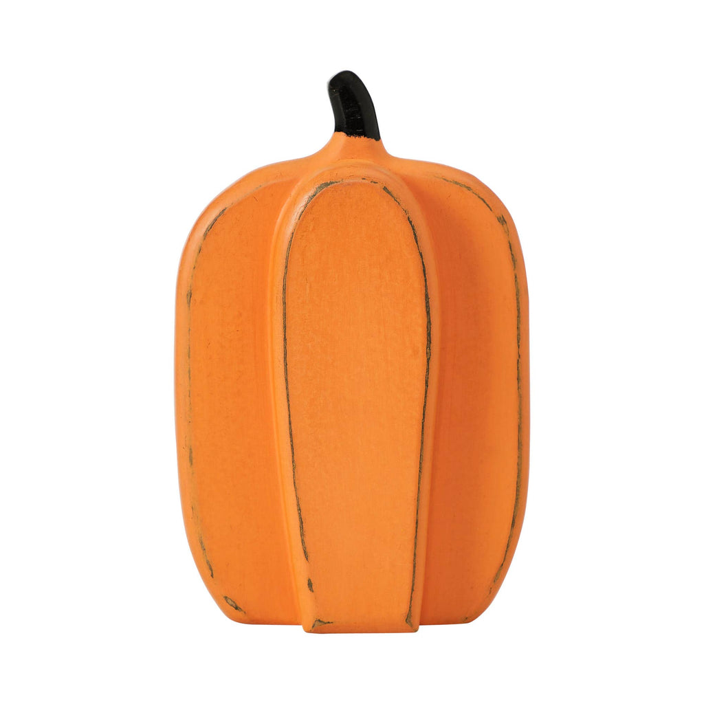 Rustic Orange Wooden Pumpkin Tabletop Figurine 8in