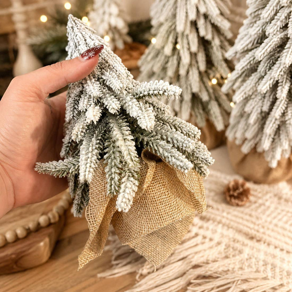 Christmas Trees with Snow, Holiday Mantle & Shelf Home Decor