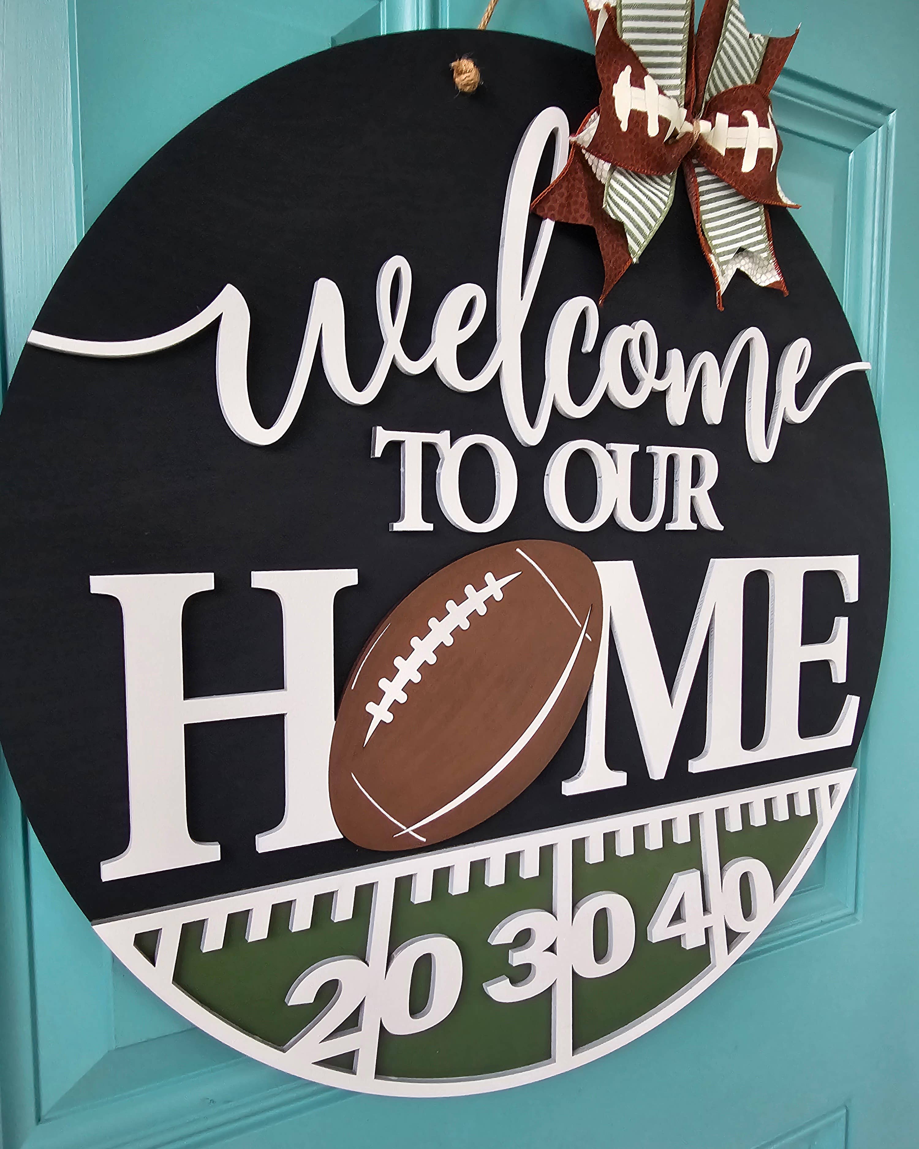 DIY Welcome to Our Home Football Door Hanger
