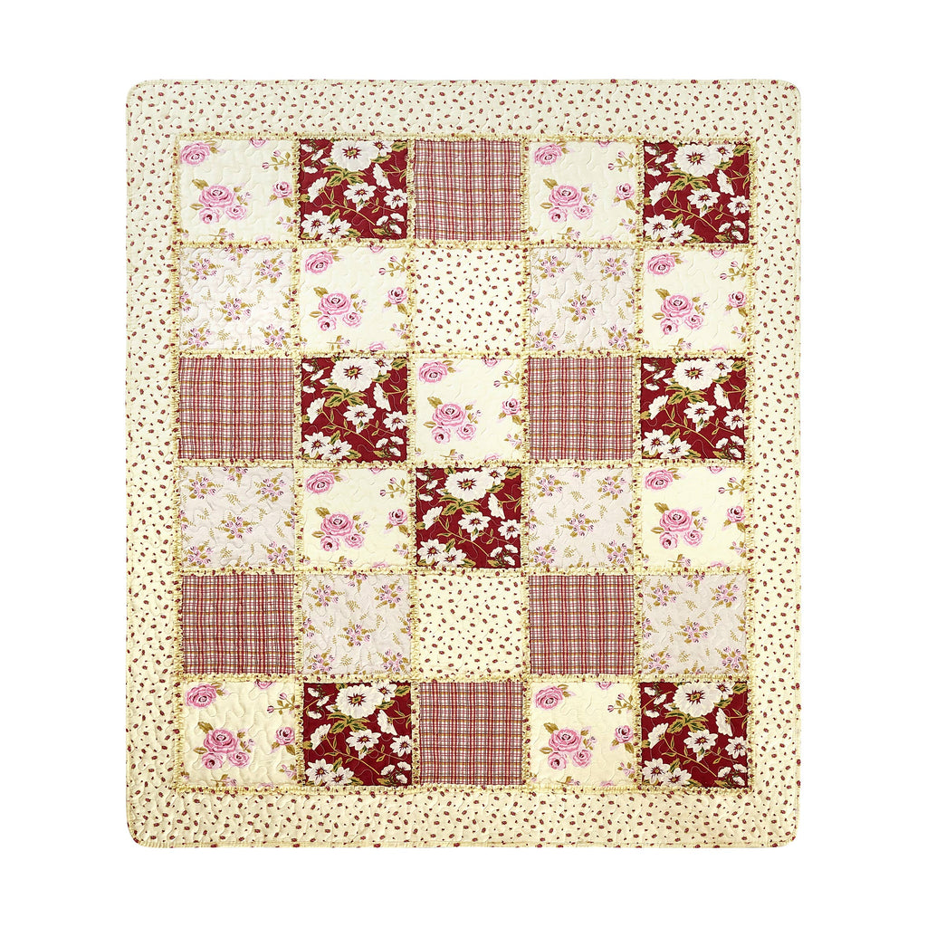 "Kensington Floral"  Quilted Throw Blanket 50"x60"