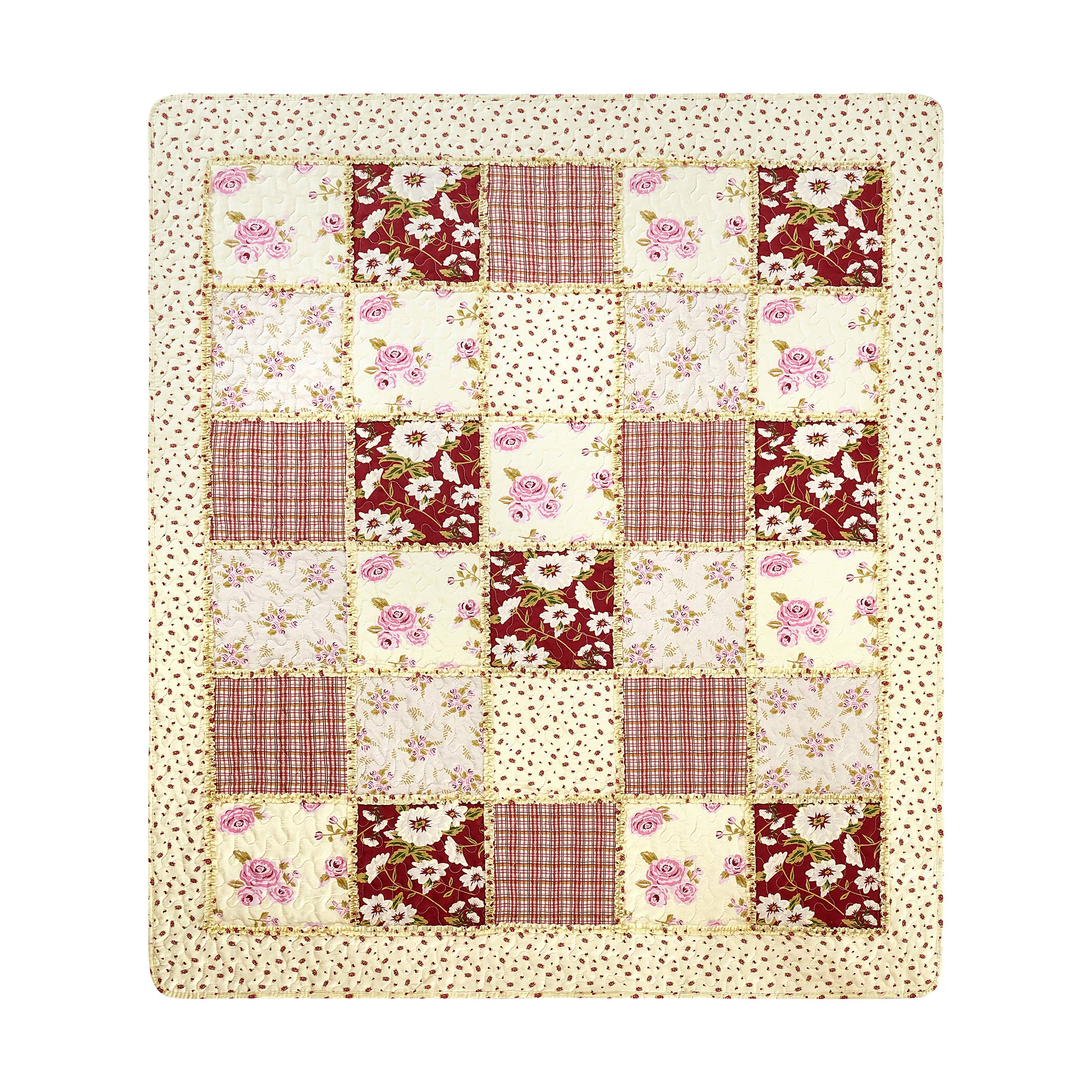 "Kensington Floral"  Quilted Throw Blanket 50"x60"