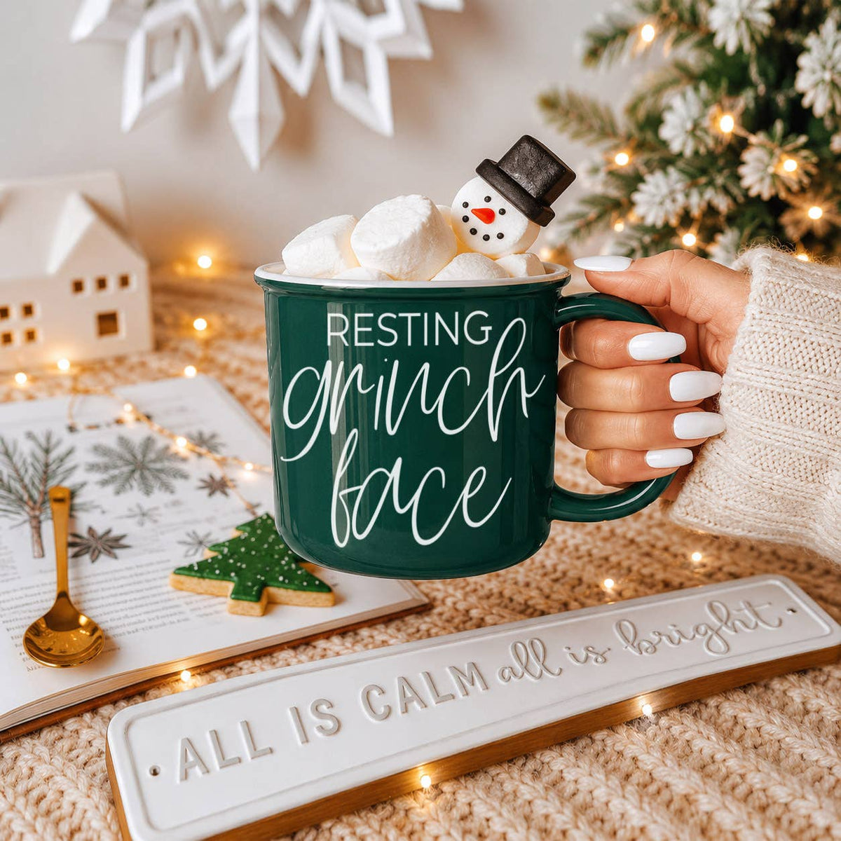 Grinch Face Mugs, Sarcastic Christmas Cup Holiday Humor Gift