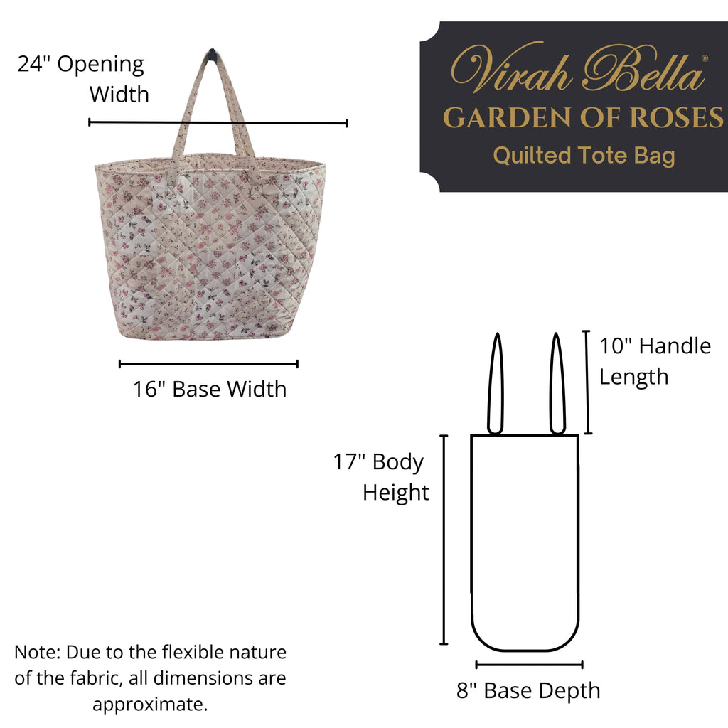 "Garden of Roses" Designer Quilted Tote Bag