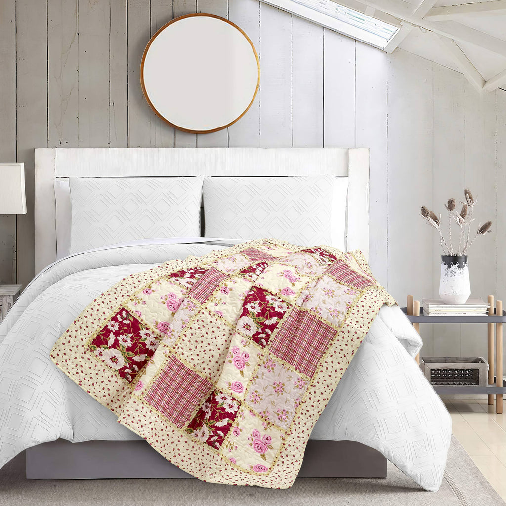"Kensington Floral"  Quilted Throw Blanket 50"x60"