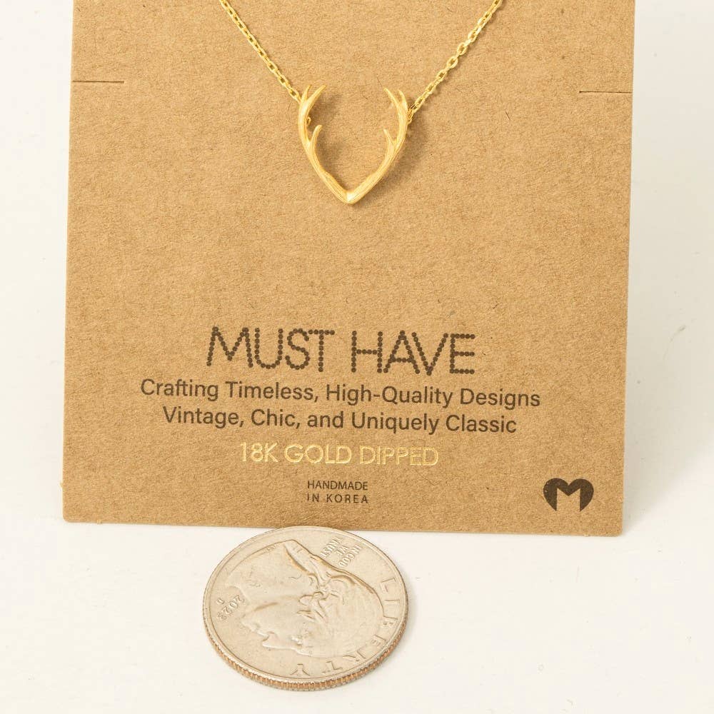Gold Dipped Antler Pendant Necklace