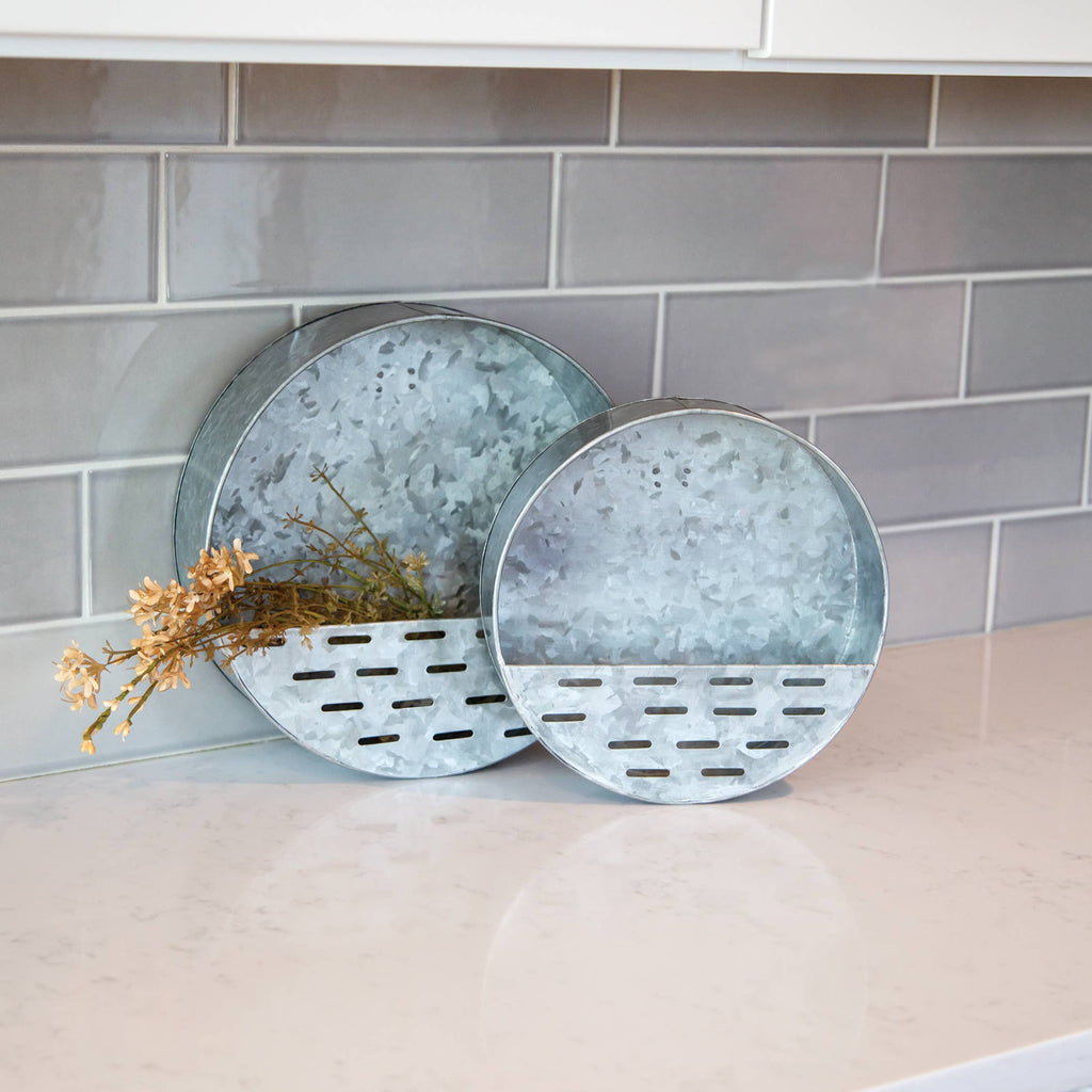 2/set, Round Olive Wall Pockets