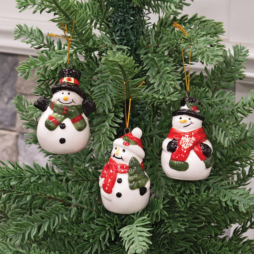 Ceramic Snowman Ornament - 3 Assorted