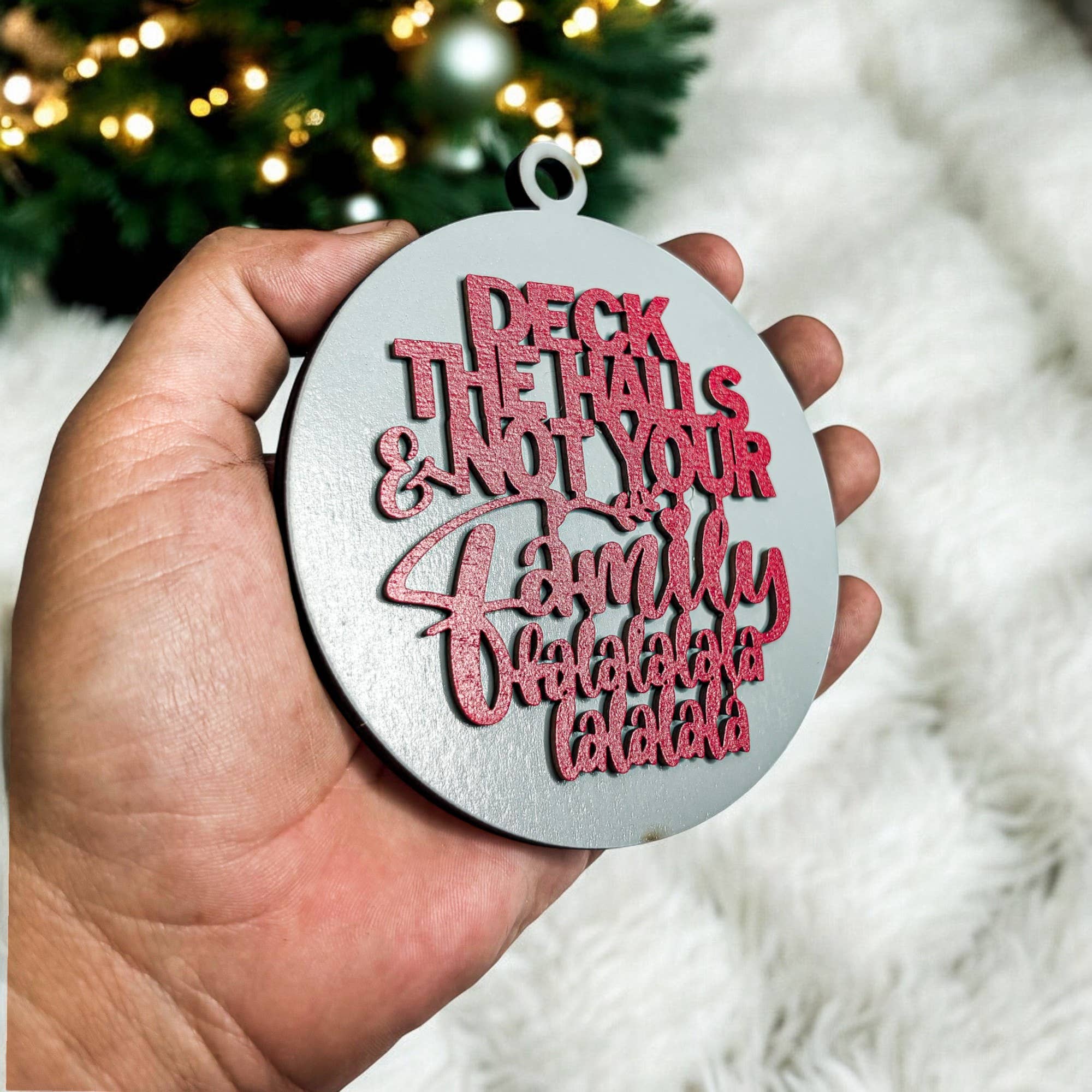 Hanging Christmas Decor + Handmade Wooden Ornament Funny