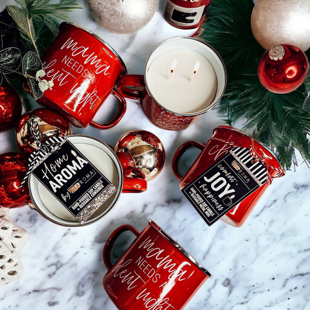 Christmas Scented Candles Soy, Unique Holiday Mug Candles lg