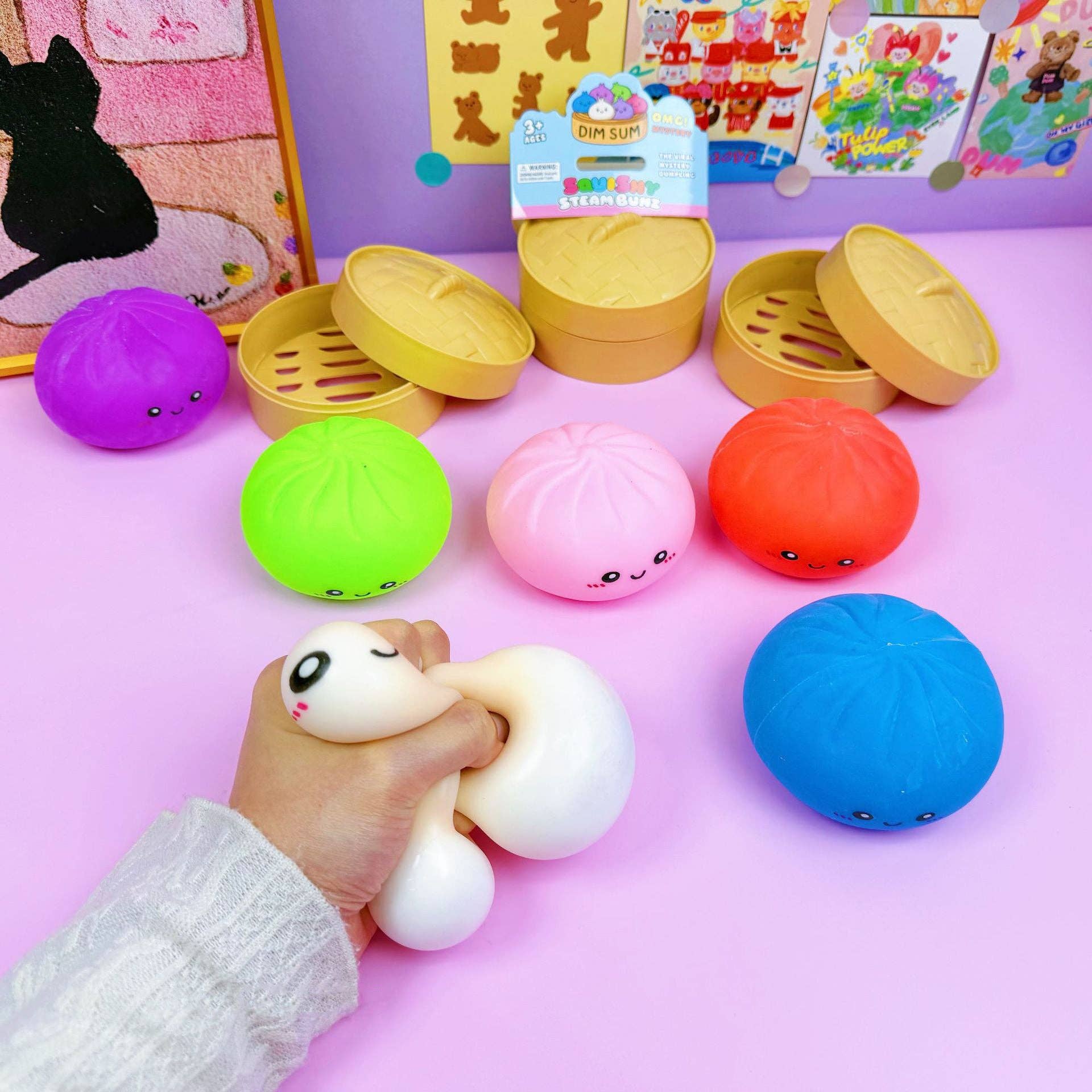 Solid Color Dumpling Shape Squishy Soft Squeeze Stress Toy