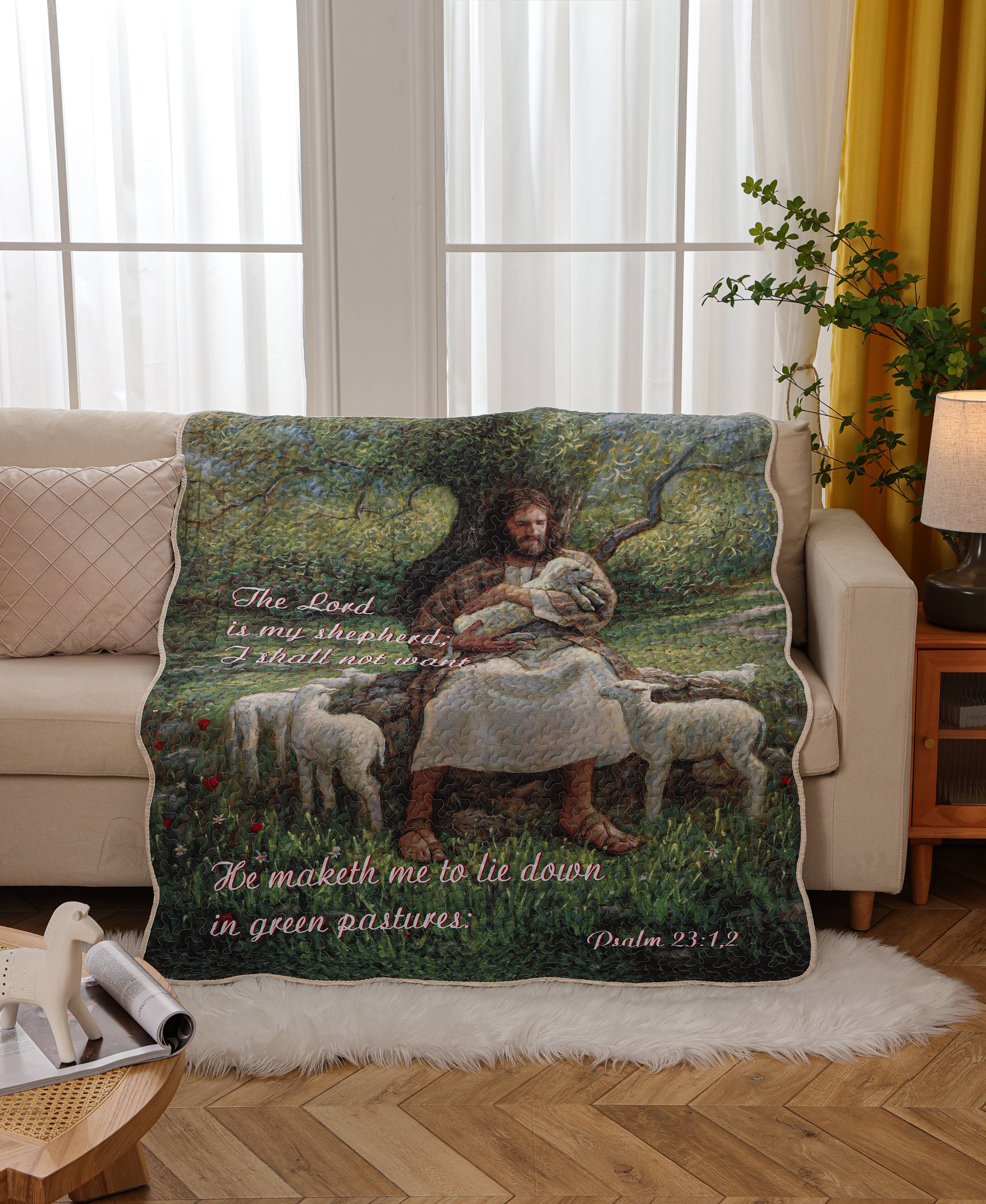 The Lord is my Shepherd Inspirational Quilted Throw