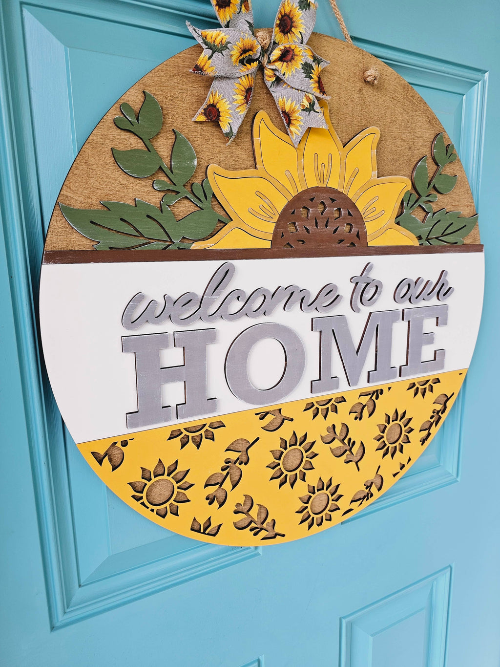 DIY Welcome to Our Home Sunflower Door Hanger