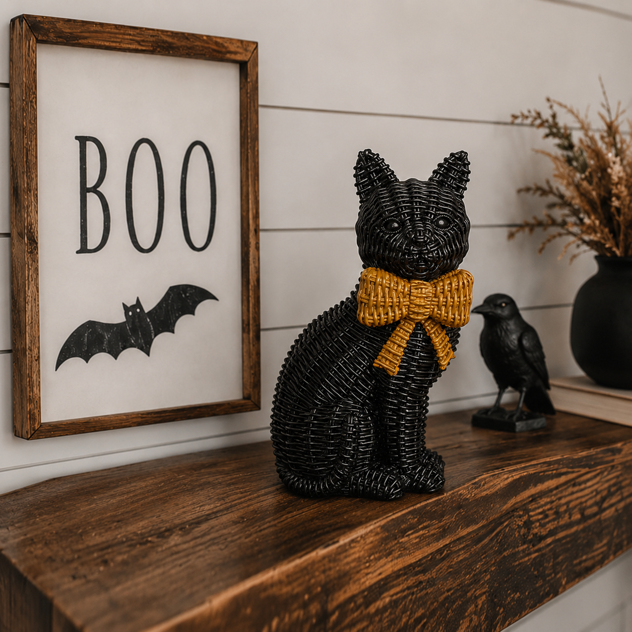 Spooky Shelf Accent Cute Farmhouse Halloween Black Cat Decor