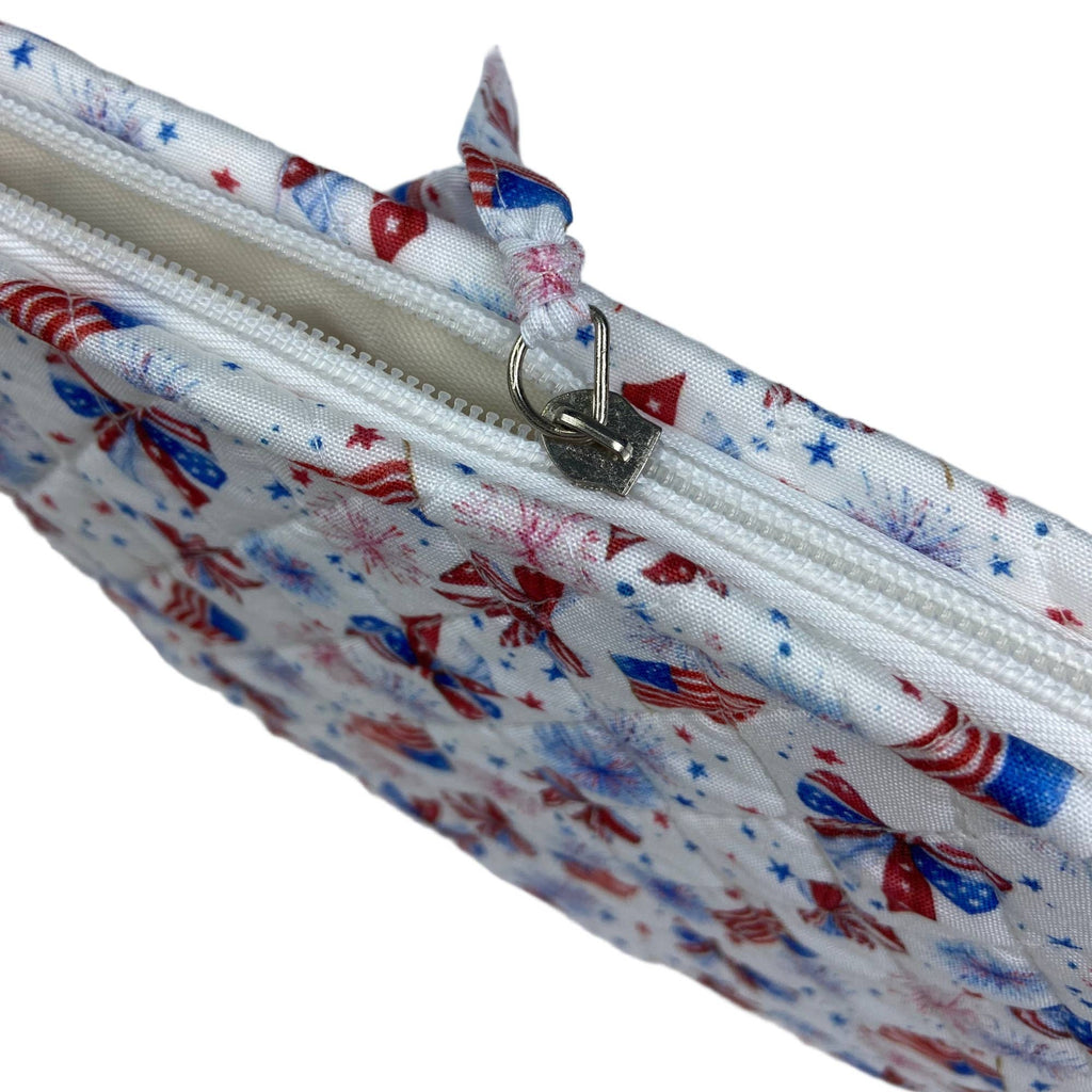 "Patriotic Bows" - Designer Quilted Cosmetic Bag