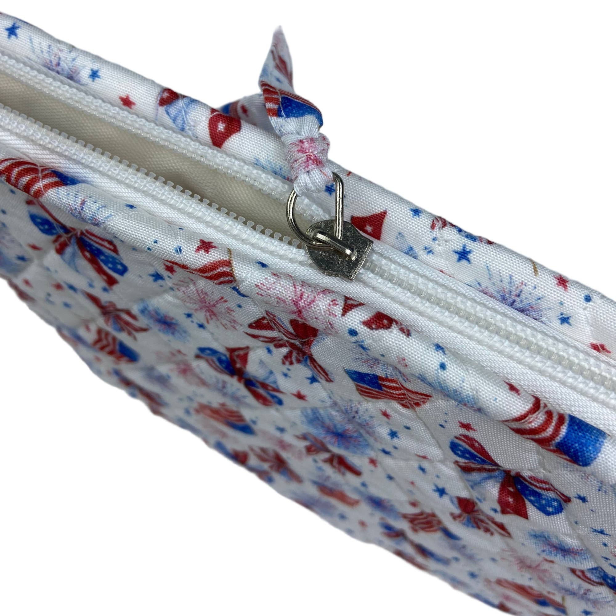 "Patriotic Bows" - Designer Quilted Cosmetic Bag