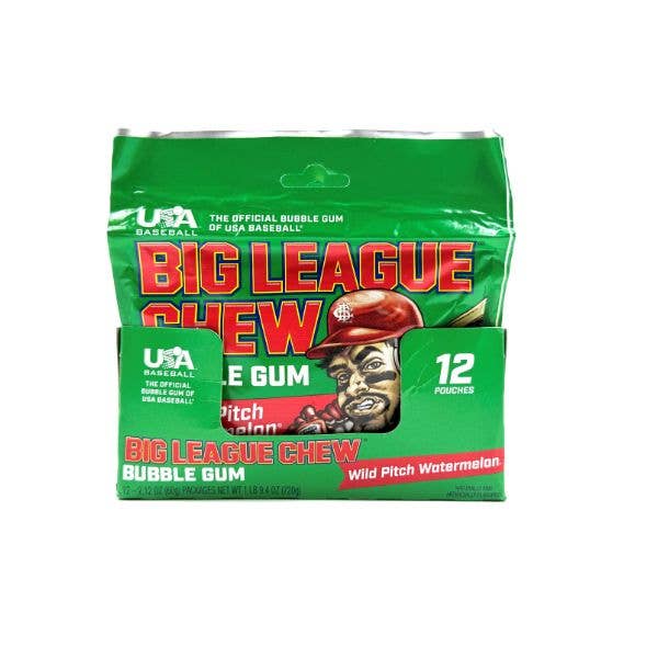 Big League Chew Wild Pitch Watermelon Gum, 12ct Pouches
