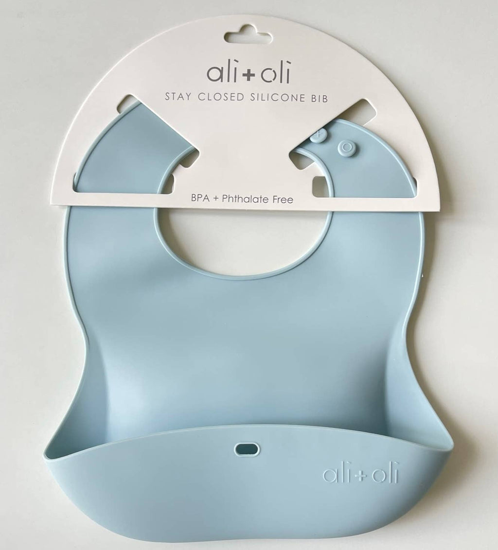 Silicone Baby Bib Roll Up & Stay Closed - (Sky)