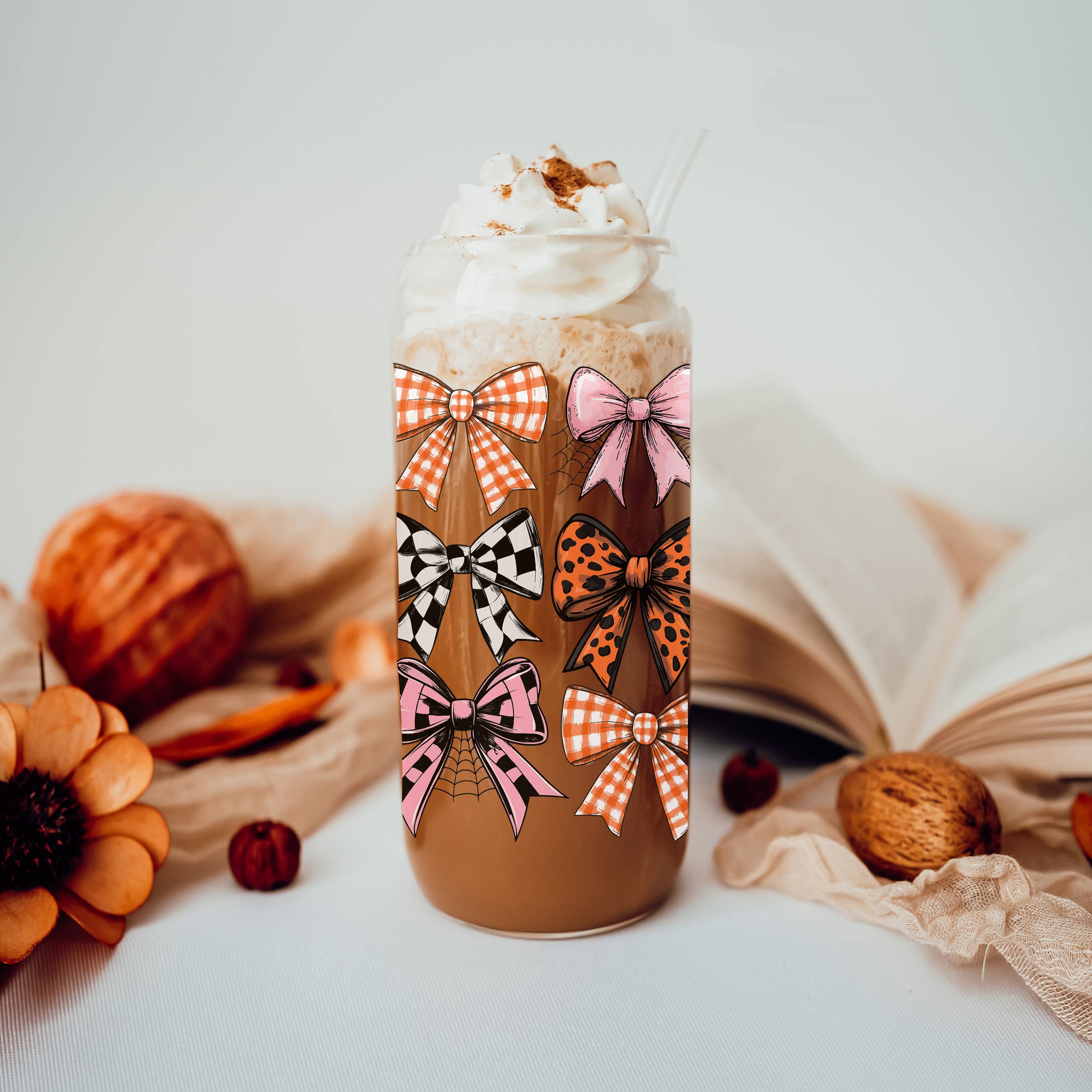 Halloween Tumblers Cute Fall Glass Cup Gifts & Kitchen Decor