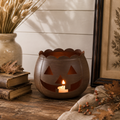 Bronze Metal Jack-O'-Lantern Tealight Holder, Fall Decor