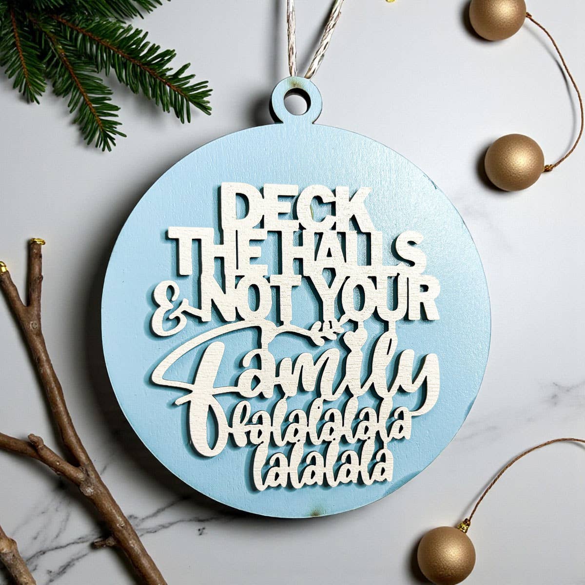 Hanging Christmas Decor + Handmade Wooden Ornament Funny