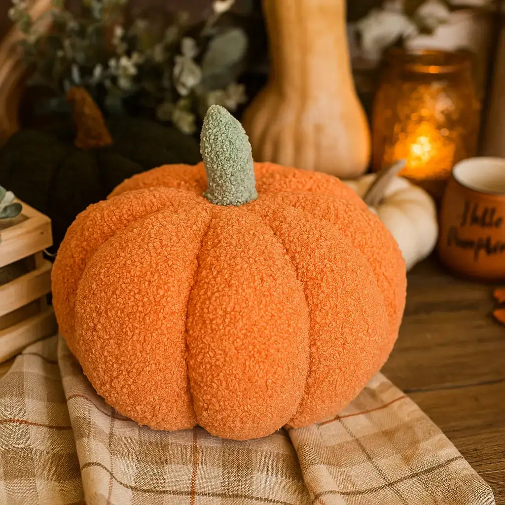 Neutral Fall + Halloween Home Decor, Cute Cotton Pumpkins BW
