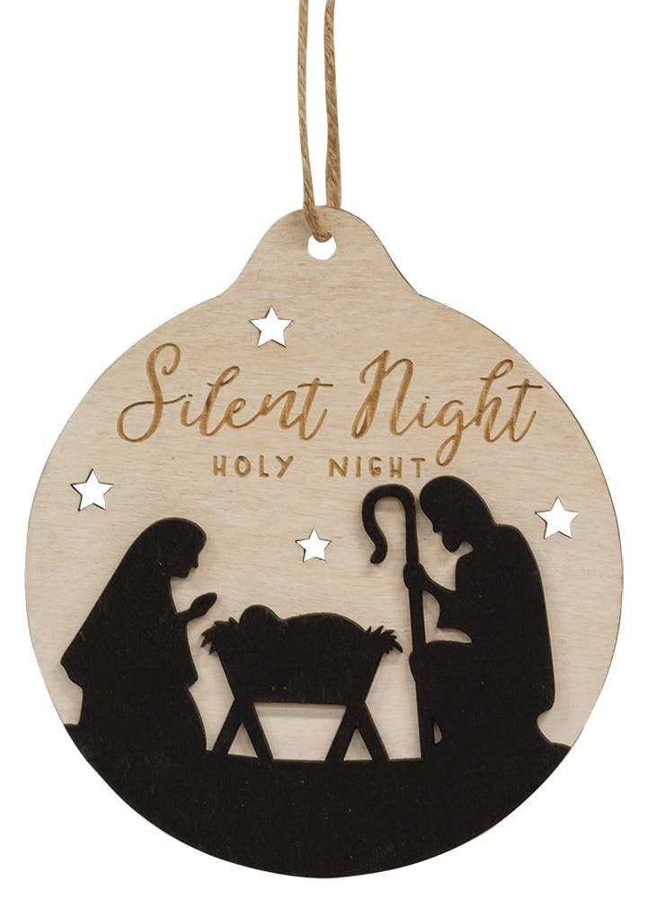 Christmas Blessings Silhouette Bulb Ornament, 2 Assorted