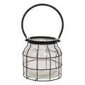 Large Glass Jar In Black Metal Carrier