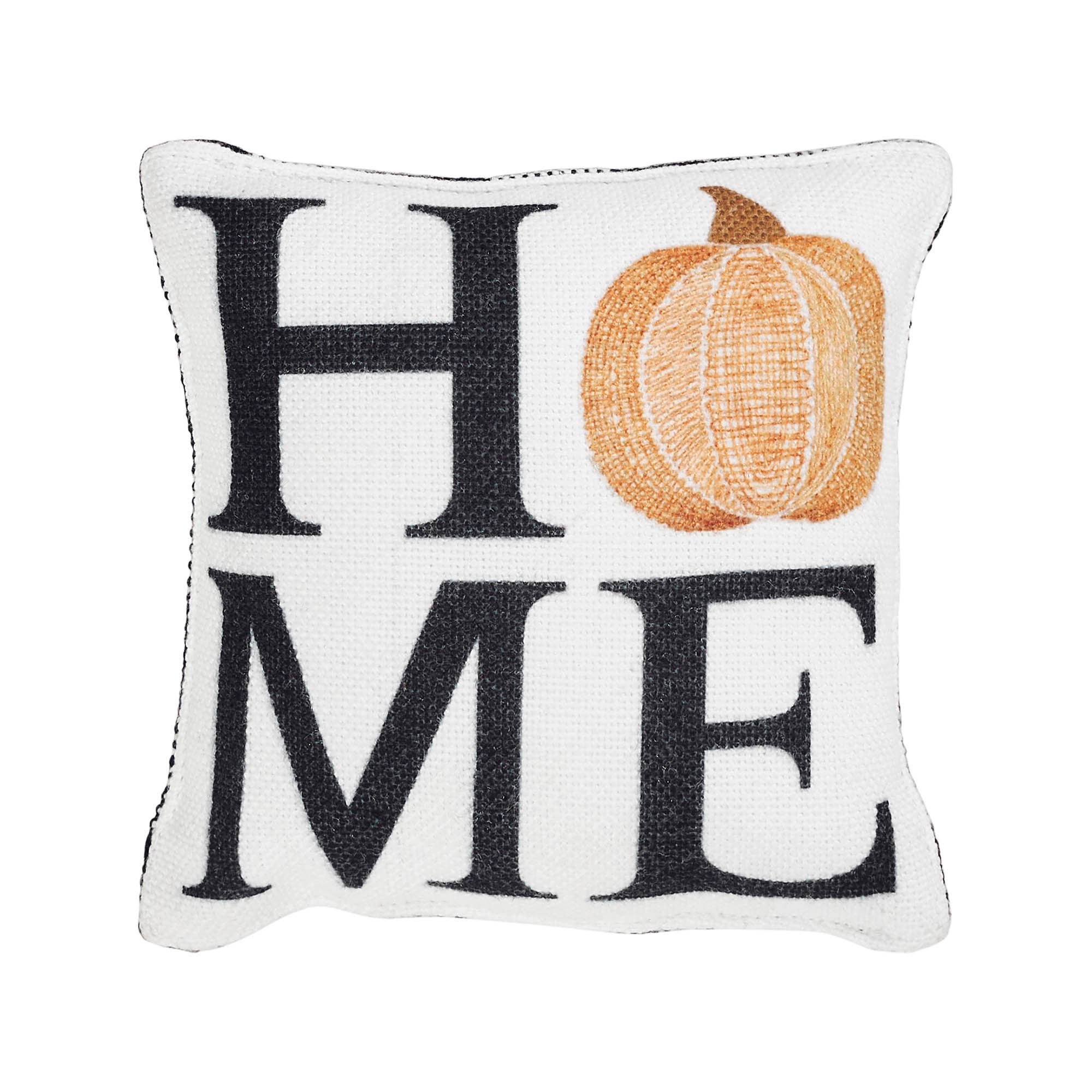 Farmhouse Fall Buffalo Check Pumpkin Throw Pillow 6x6