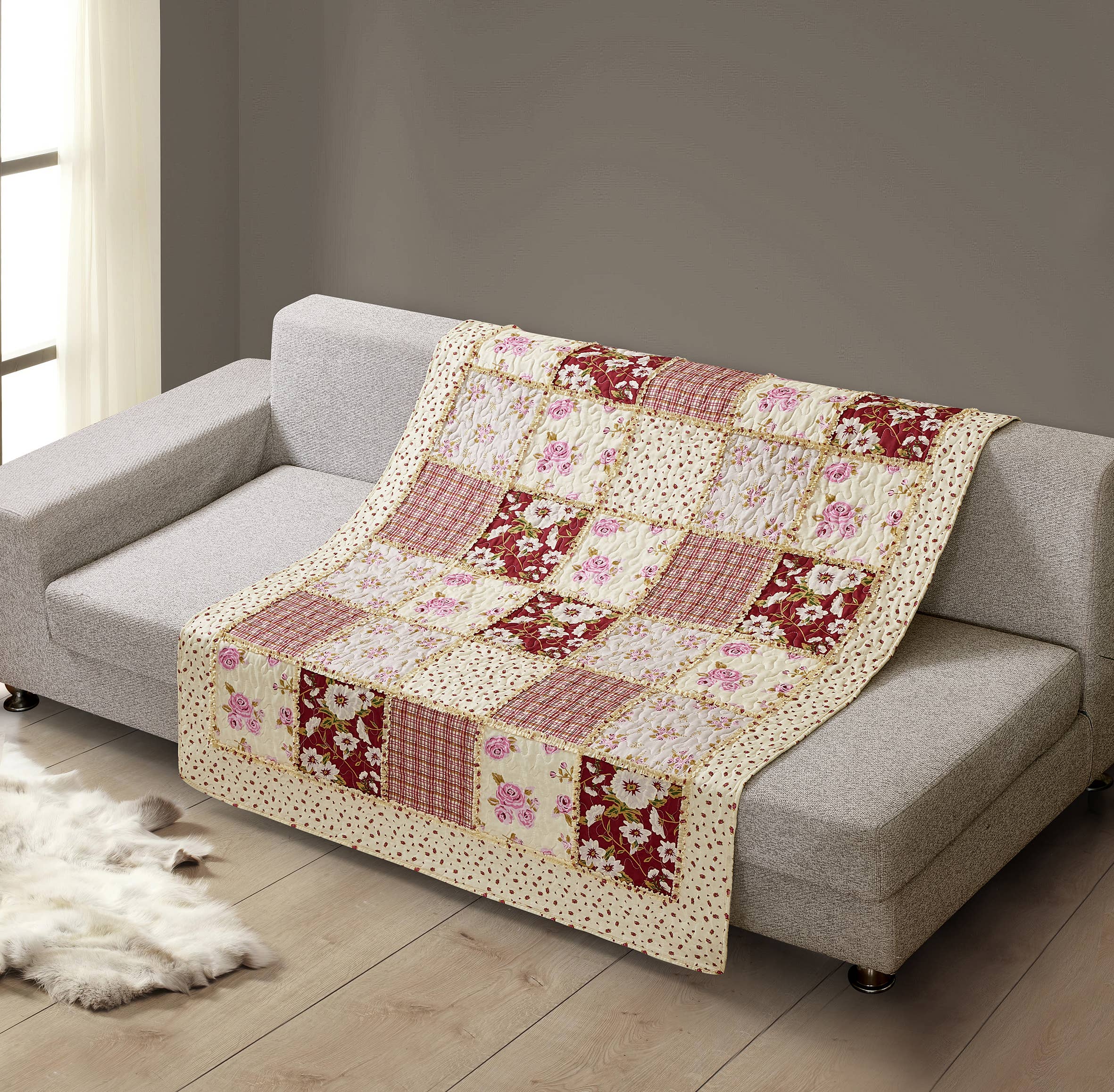 "Kensington Floral"  Quilted Throw Blanket 50"x60"
