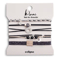 "Eclipse" Black, White & Grey with Silver Metallic & Moon Accent Hair Tie Bracelets