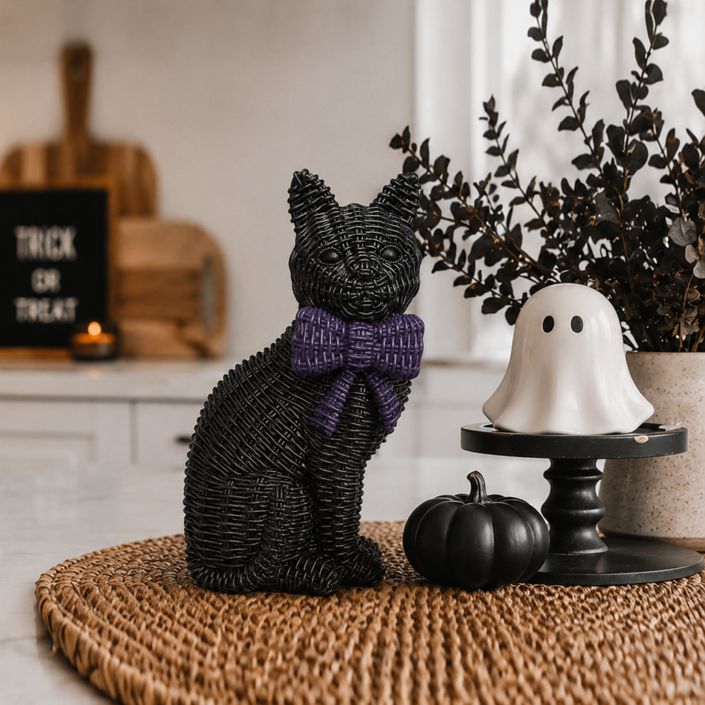 Spooky Shelf Accent Cute Farmhouse Halloween Black Cat Decor