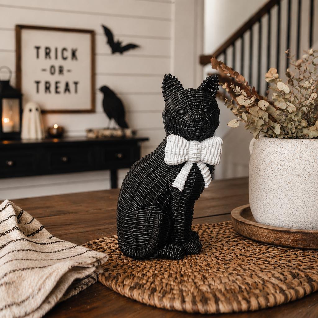Spooky Shelf Accent Cute Farmhouse Halloween Black Cat Decor