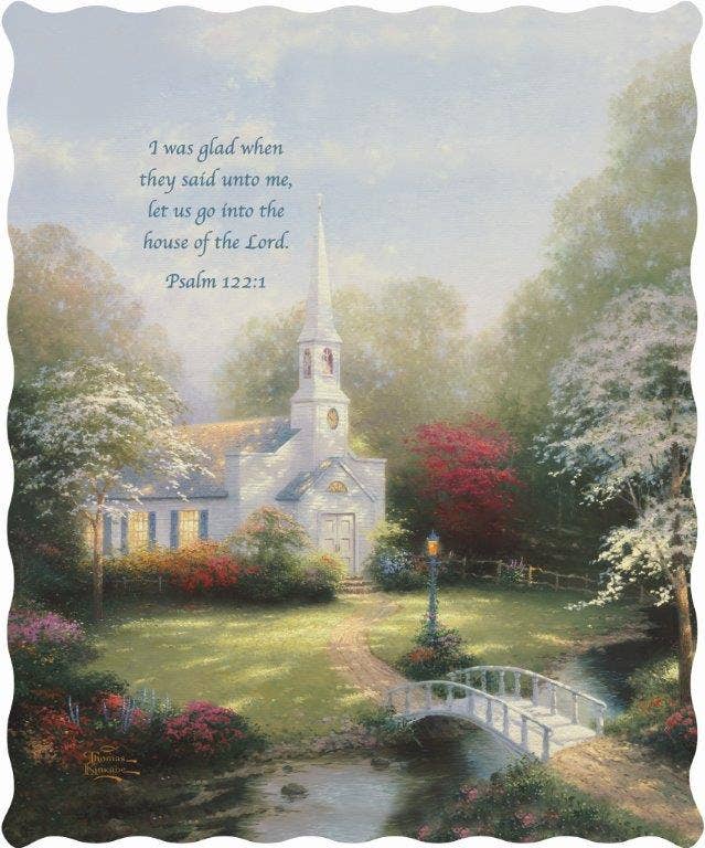 Hometown Chapel Scripture Inspirational Quilted Throw