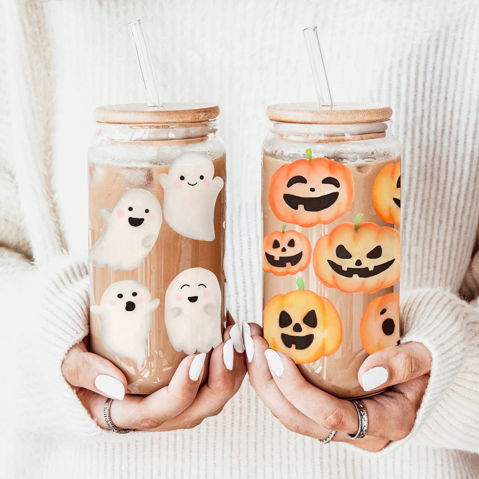 Halloween Tumblers Cute Fall Glass Cup Gifts & Kitchen Decor