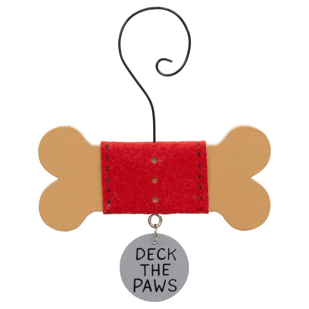 Wooden Dog Bone w/Tag Ornament - 6 Asstd.