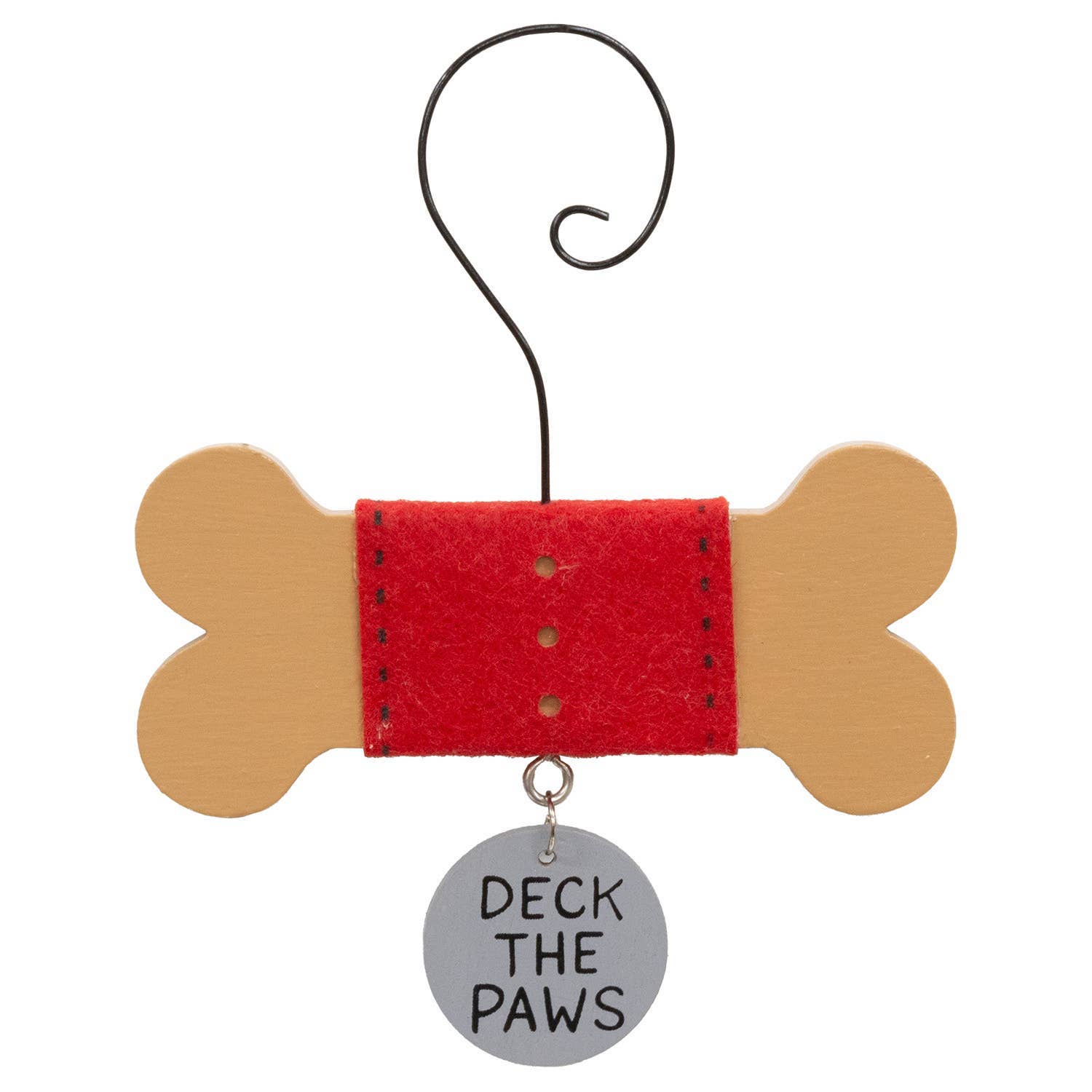 Wooden Dog Bone w/Tag Ornament - 6 Asstd.