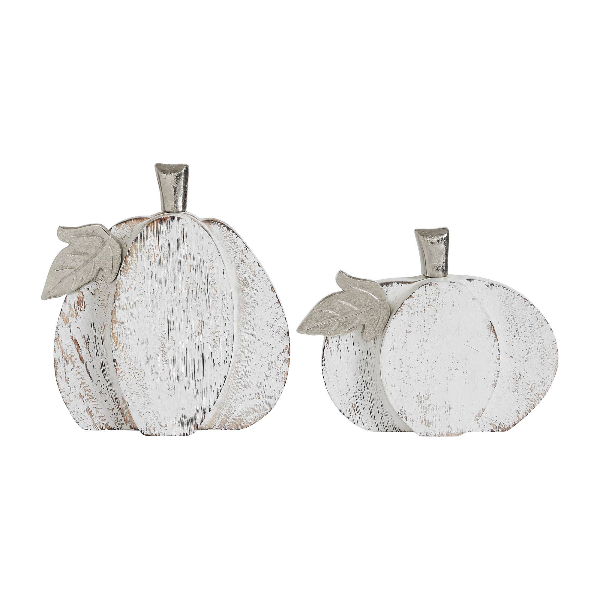 Whitewashed Wood Pumpkin Set | Rustic Fall Home Decor