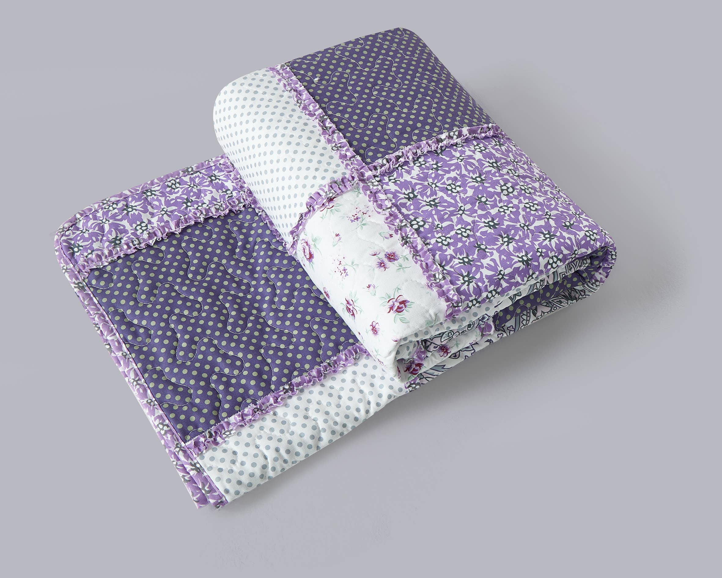 "Purple Patchwork"  Quilted Throw Blanket 50"x60"
