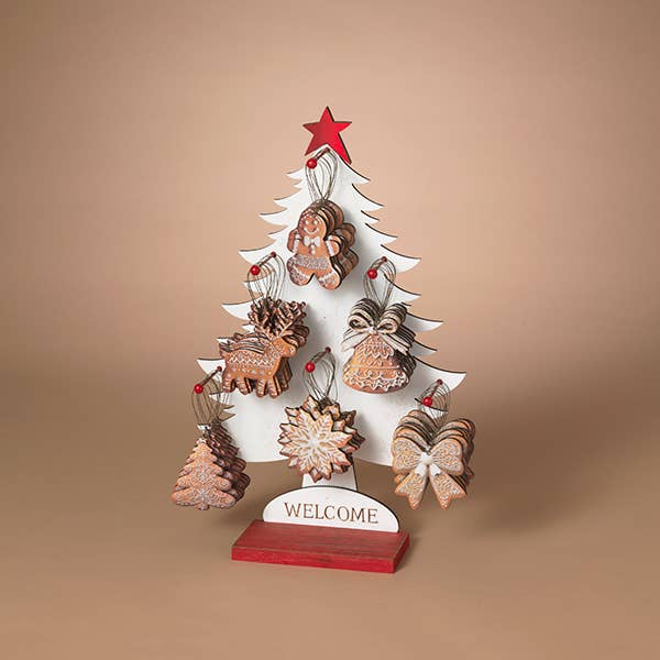 Christmas 3.35"H Wood High Gloss Finish Holiday Gingerbread Ornament, 6 Asst