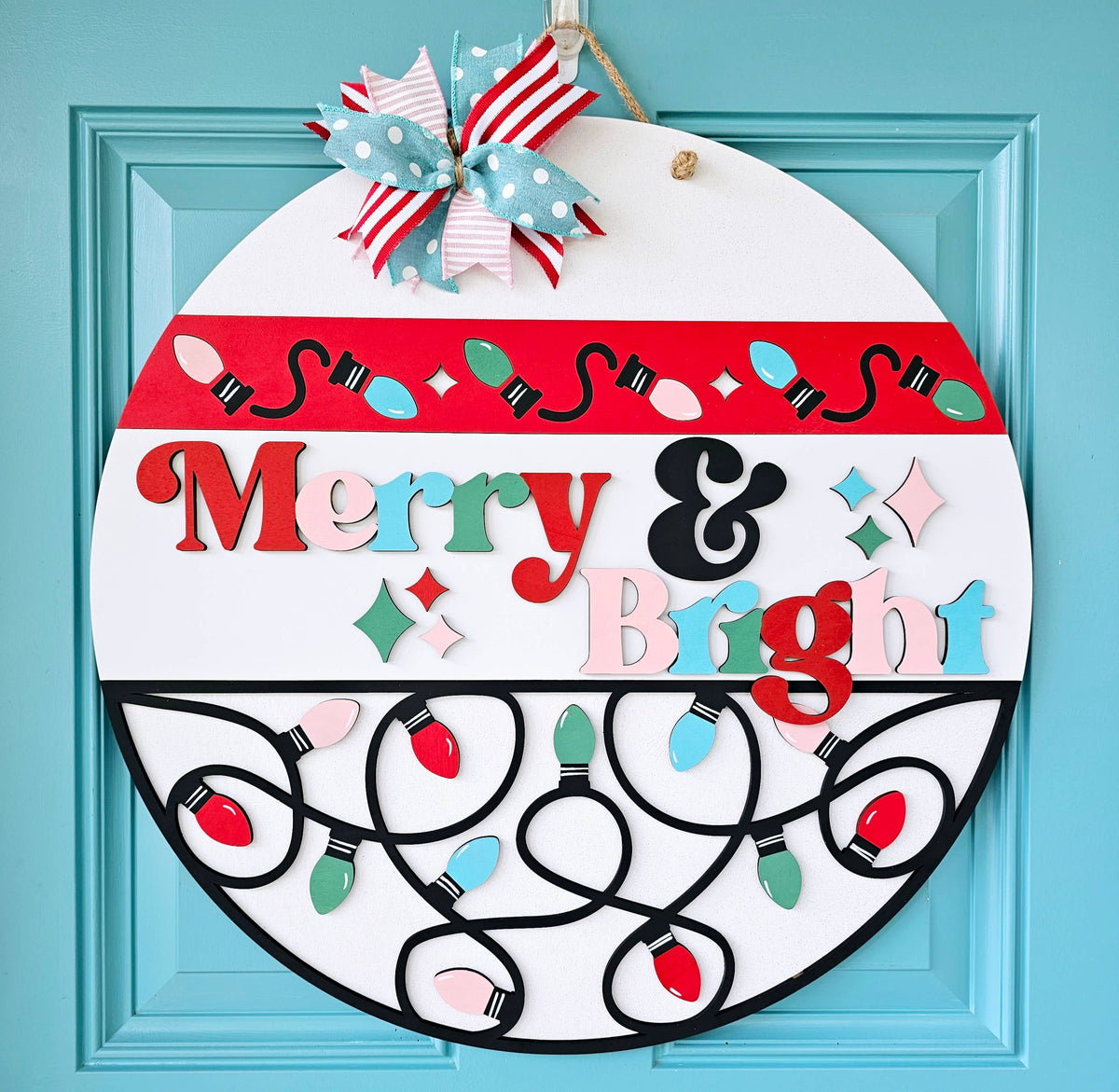 DIY Merry & Bright Christmas Lights Door Hanger