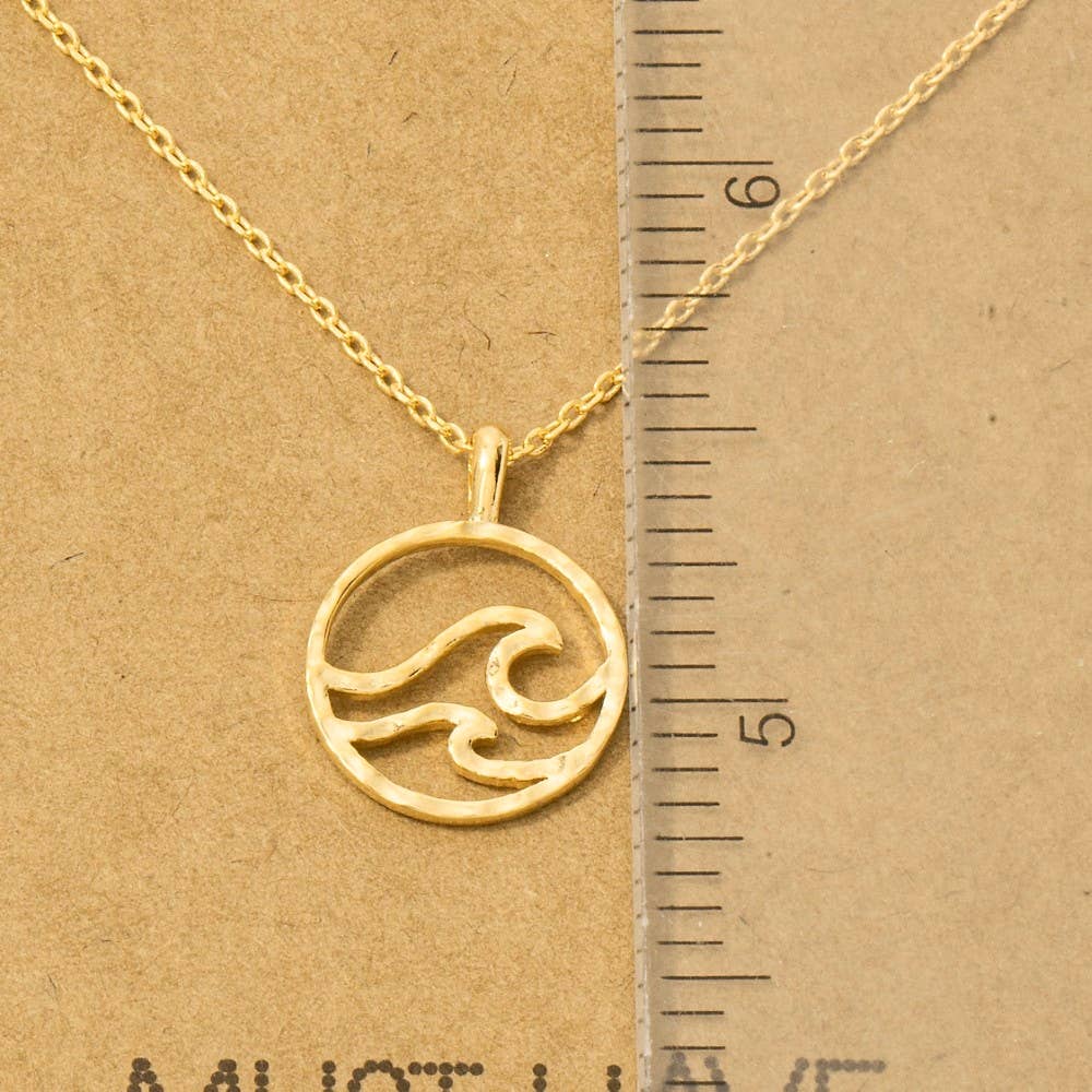 Gold Dipped Wave Coin Pendant Necklace