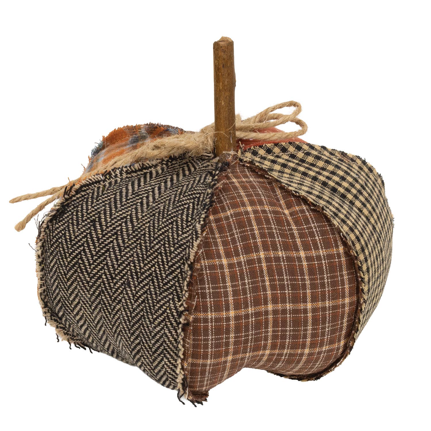 Stuffed Patchwork Pumpkin - 6.5"H
