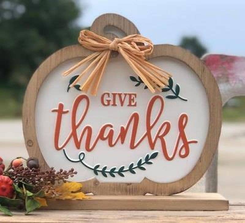 Give Thanks Pumpkin Table Sitter