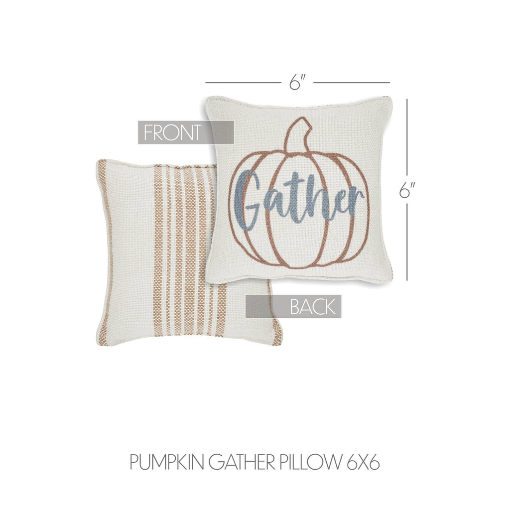 Farmhouse Fall Harvest Pumpkin Accent Throw Pillow 6x6