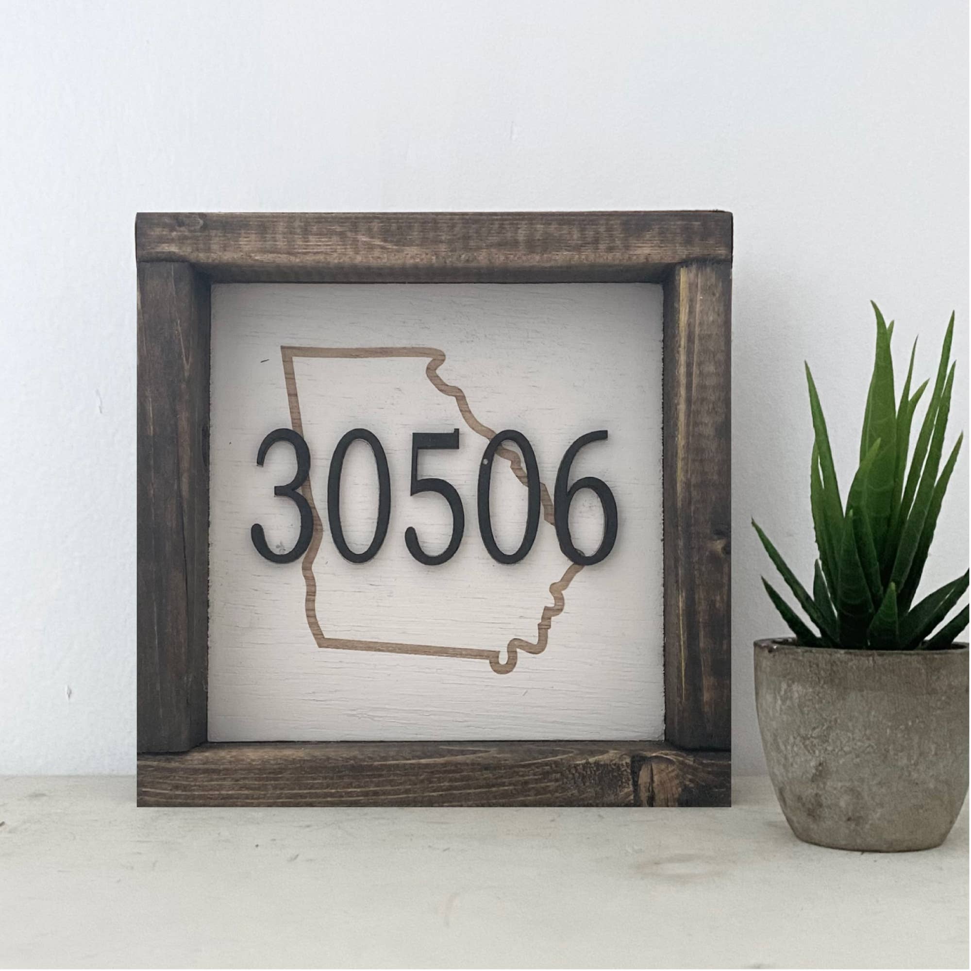 7x7 "Any" Zip Code Sign - State Outline- 3D Wood Sign