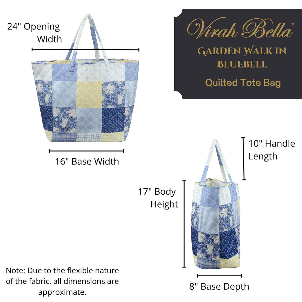 "Garden Walk in Bluebell" Designer Quilted Tote Bag