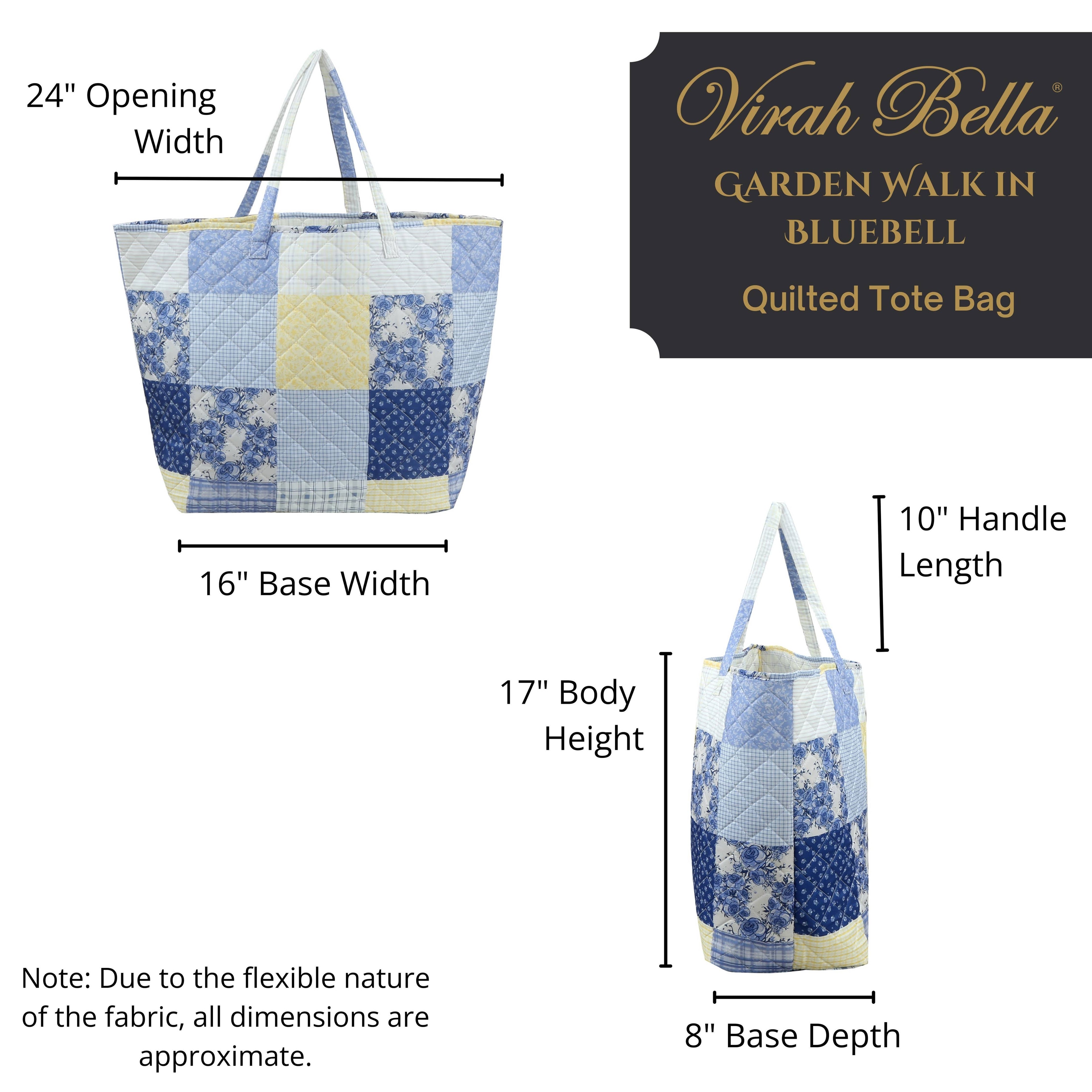 "Garden Walk in Bluebell" Designer Quilted Tote Bag