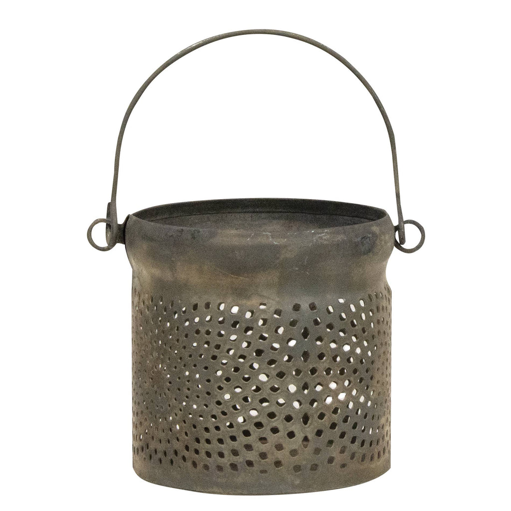 Antiqued Gray Can Lantern 3"